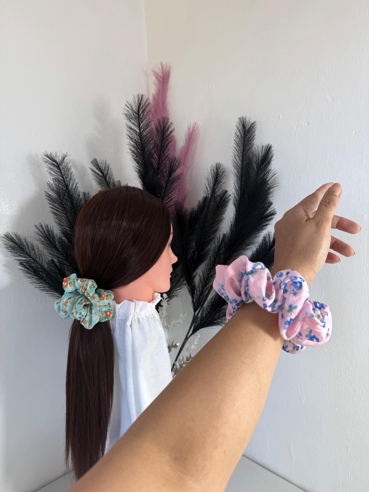 Luxury soft scrunchies,Floral scrunchies, Elegant scrunchies, Silky satin scrunchies, Luxury handmade scrunchies, Handmade hair tie,