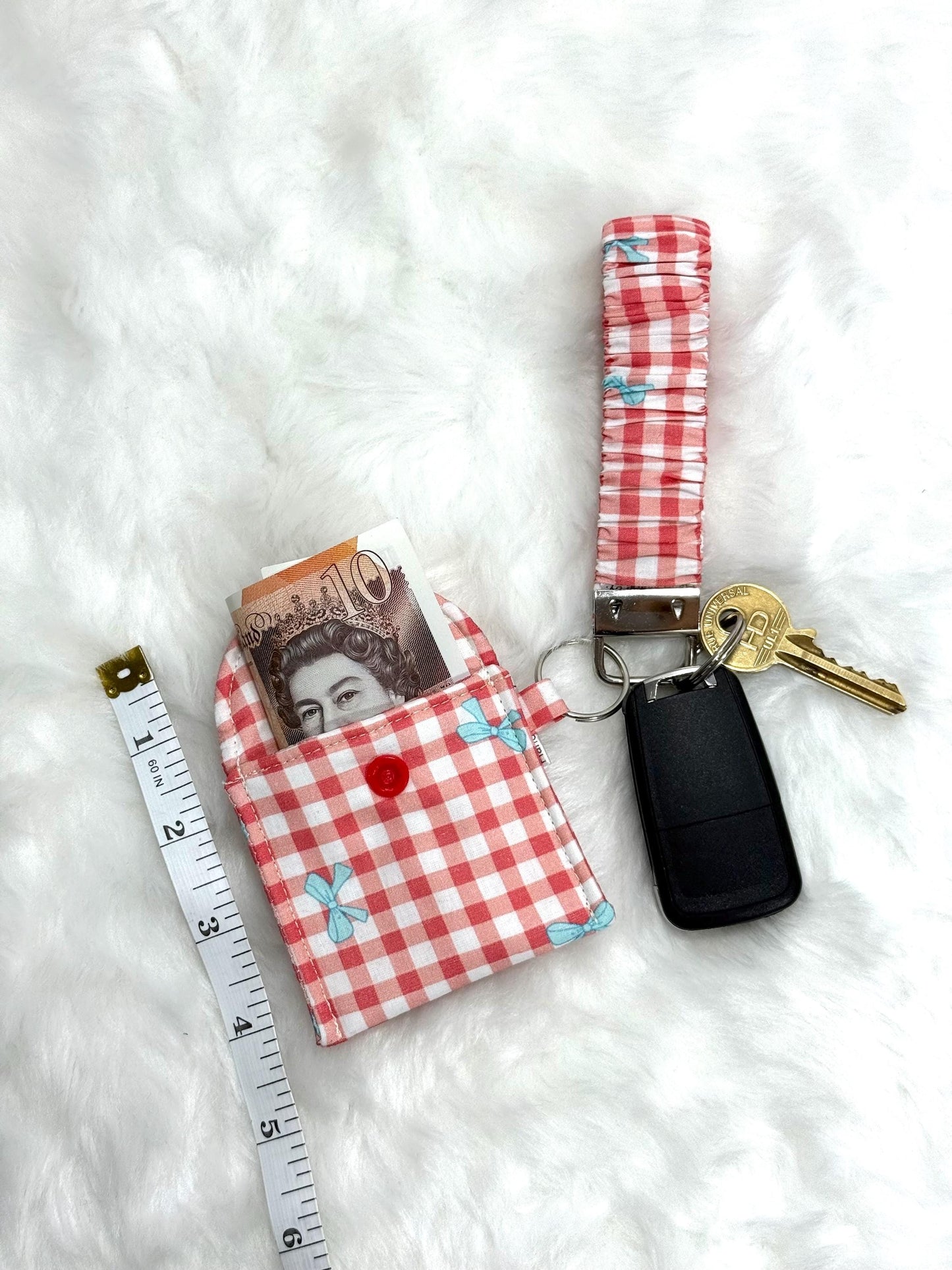 Scrunchie Key ring holder/ Lace scrunchies/ Gingham Scrunchies/ Mini wallet pouch/ Ipod pouch