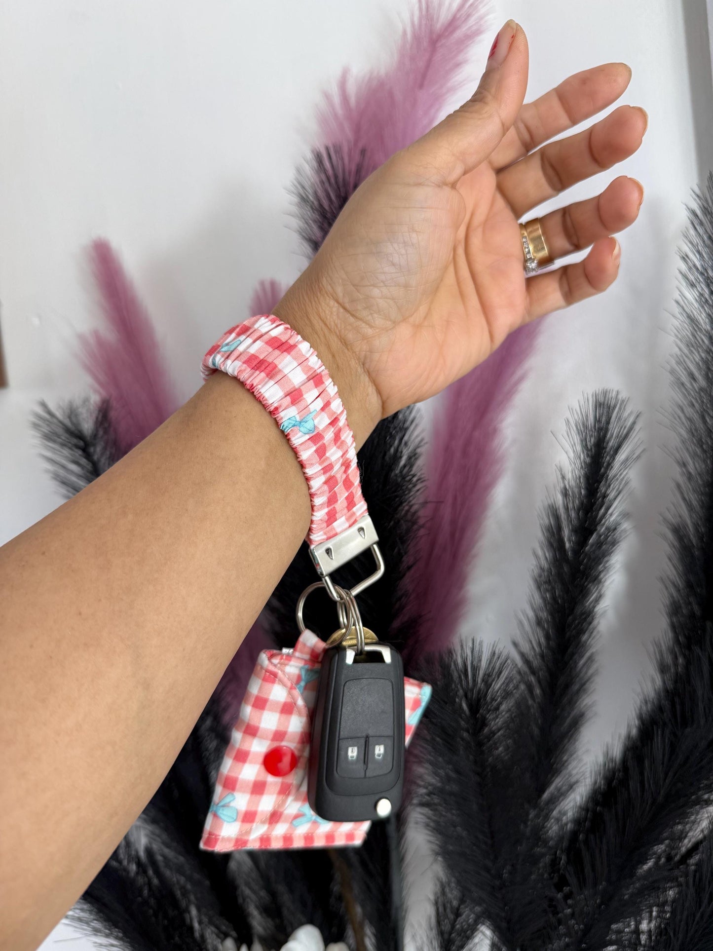 Scrunchie Key ring holder/ Lace scrunchies/ Gingham Scrunchies/ Mini wallet pouch/ Ipod pouch