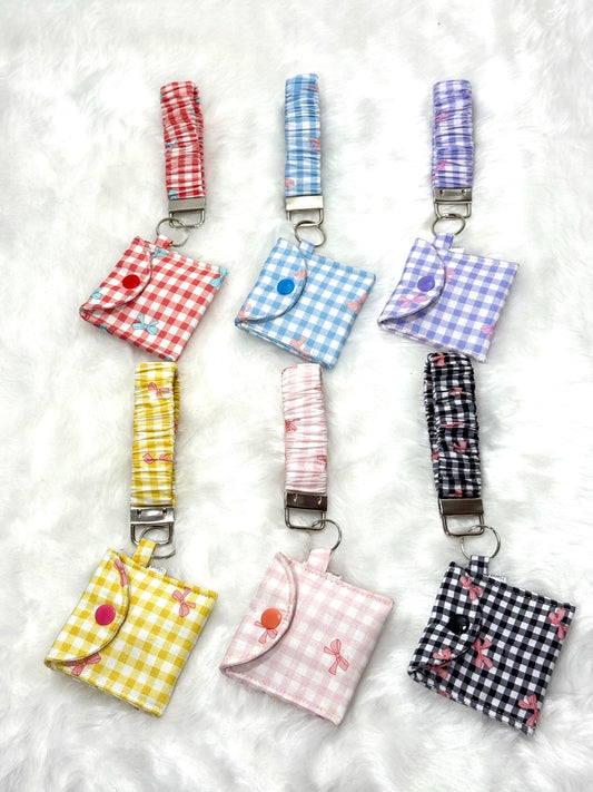 Scrunchie keyring with iPod pouch/ Keychain Wristlet strap/ Coin pouch/ Keychain Wallet