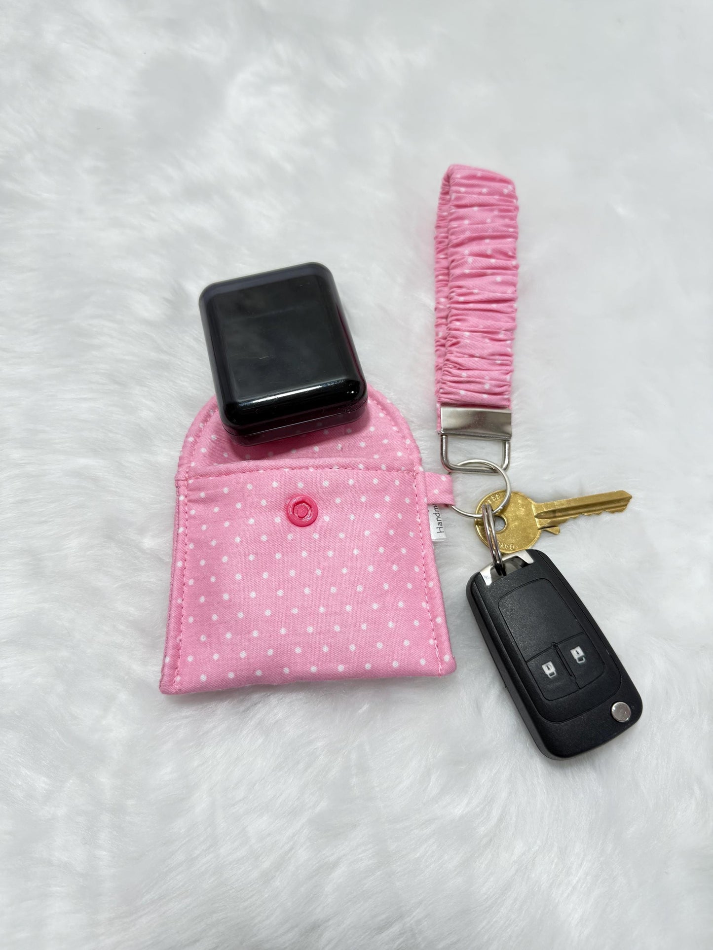 Scrunchie key holder with pouch/ Handmade key ring/ Wristlet/ Mini pouch / IPod pouch/ Mini wallet