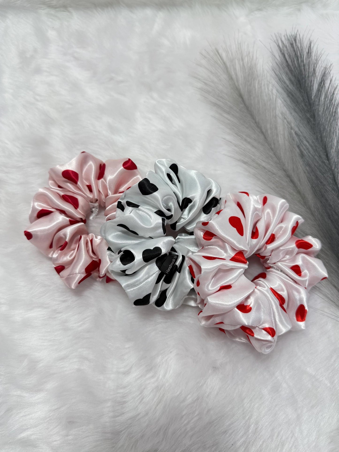 Large scrunchies/ Heart scrunchies/ Silky Satin Scrunchies/ Handmade Scrunchies