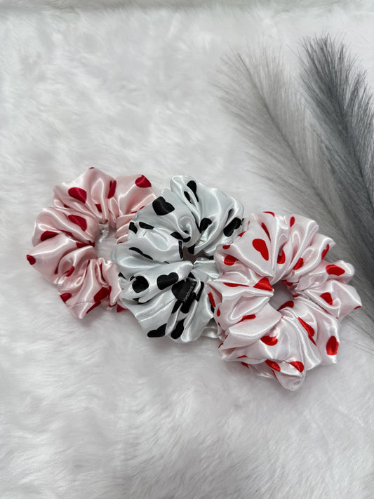 Large scrunchies/ Heart scrunchies/ Silky Satin Scrunchies/ Handmade Scrunchies