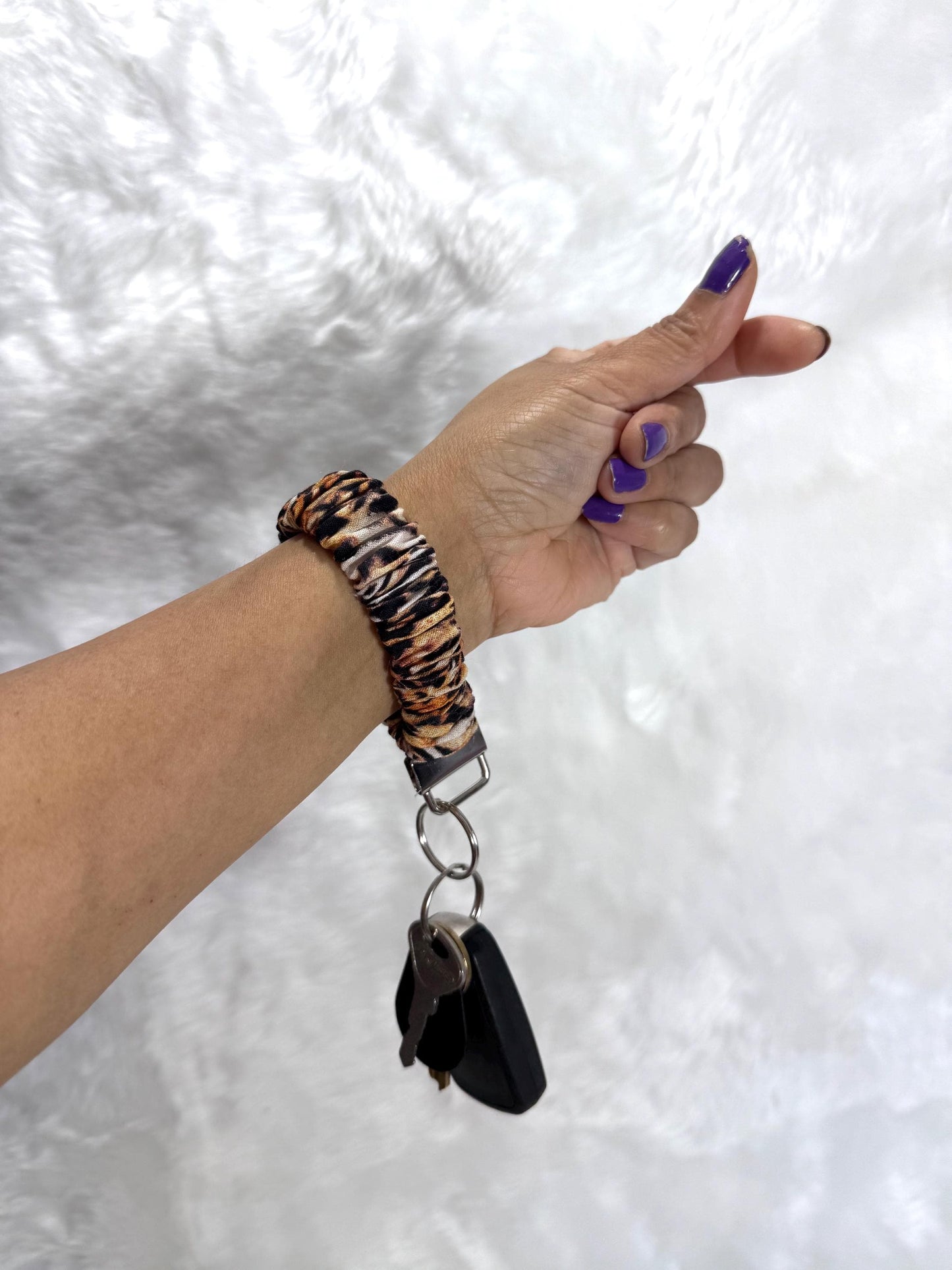 Scrunchie key holder/ Keychain Wristlet Strap Wristband Variety / Loop keychain / wristlet /Animal Print Keyholder