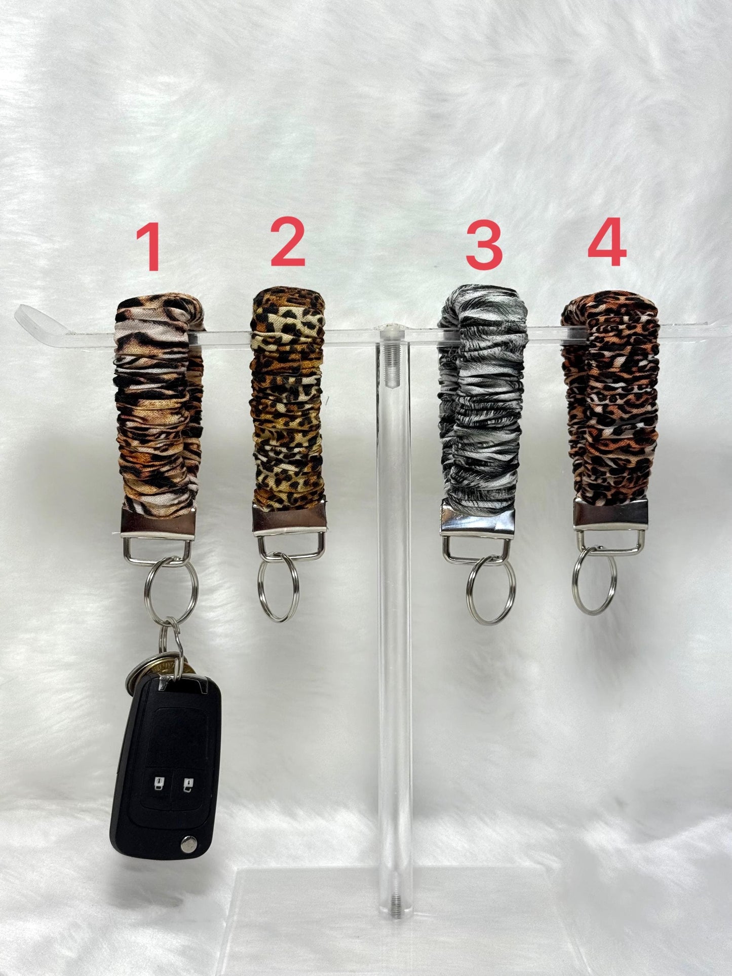 Scrunchie key holder/ Keychain Wristlet Strap Wristband Variety / Loop keychain / wristlet /Animal Print Keyholder