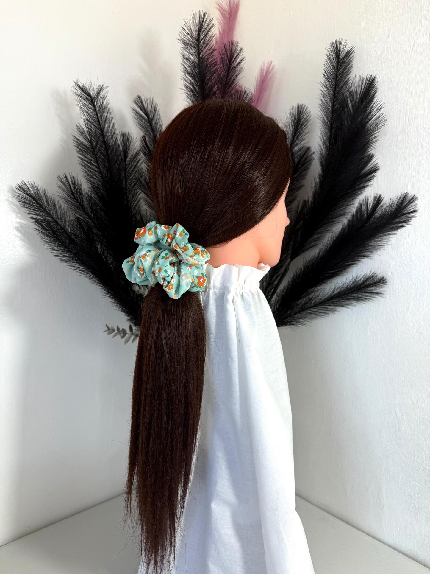 Luxury soft scrunchies,Floral scrunchies, Elegant scrunchies, Silky satin scrunchies, Luxury handmade scrunchies, Handmade hair tie,