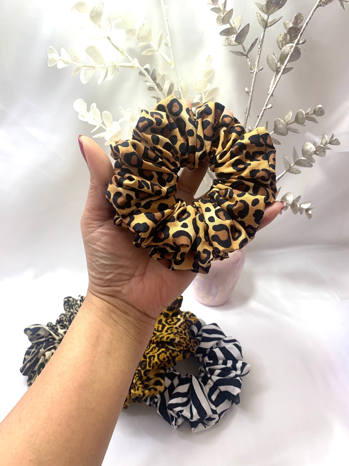 Large scrunchies, Handmade Scrunchies, Animal print Scrunchies, Scrunchies for women, Hair ties, Ladies hair accessories, Women hair ties