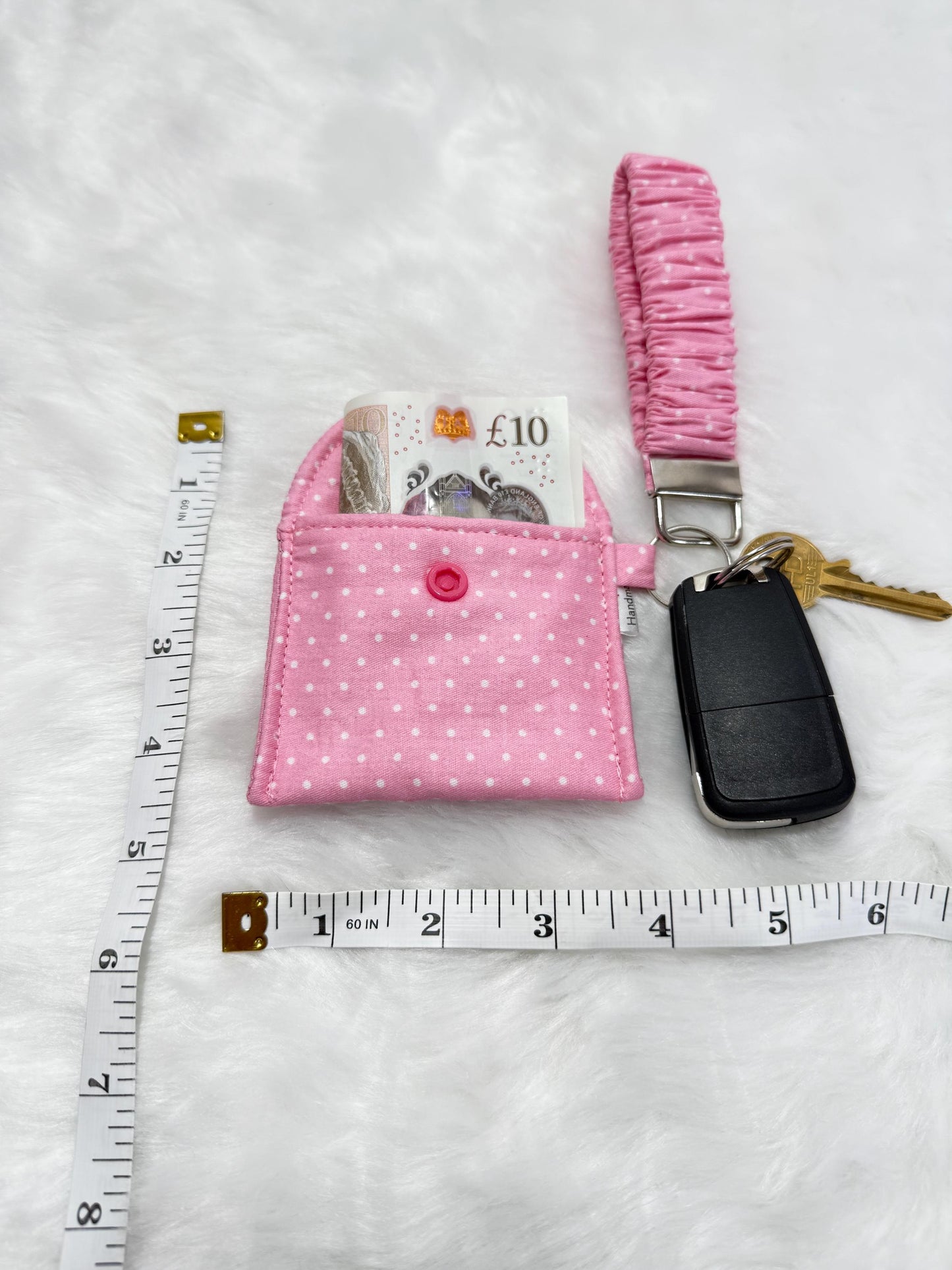 Scrunchie key holder with pouch/ Handmade key ring/ Wristlet/ Mini pouch / IPod pouch/ Mini wallet