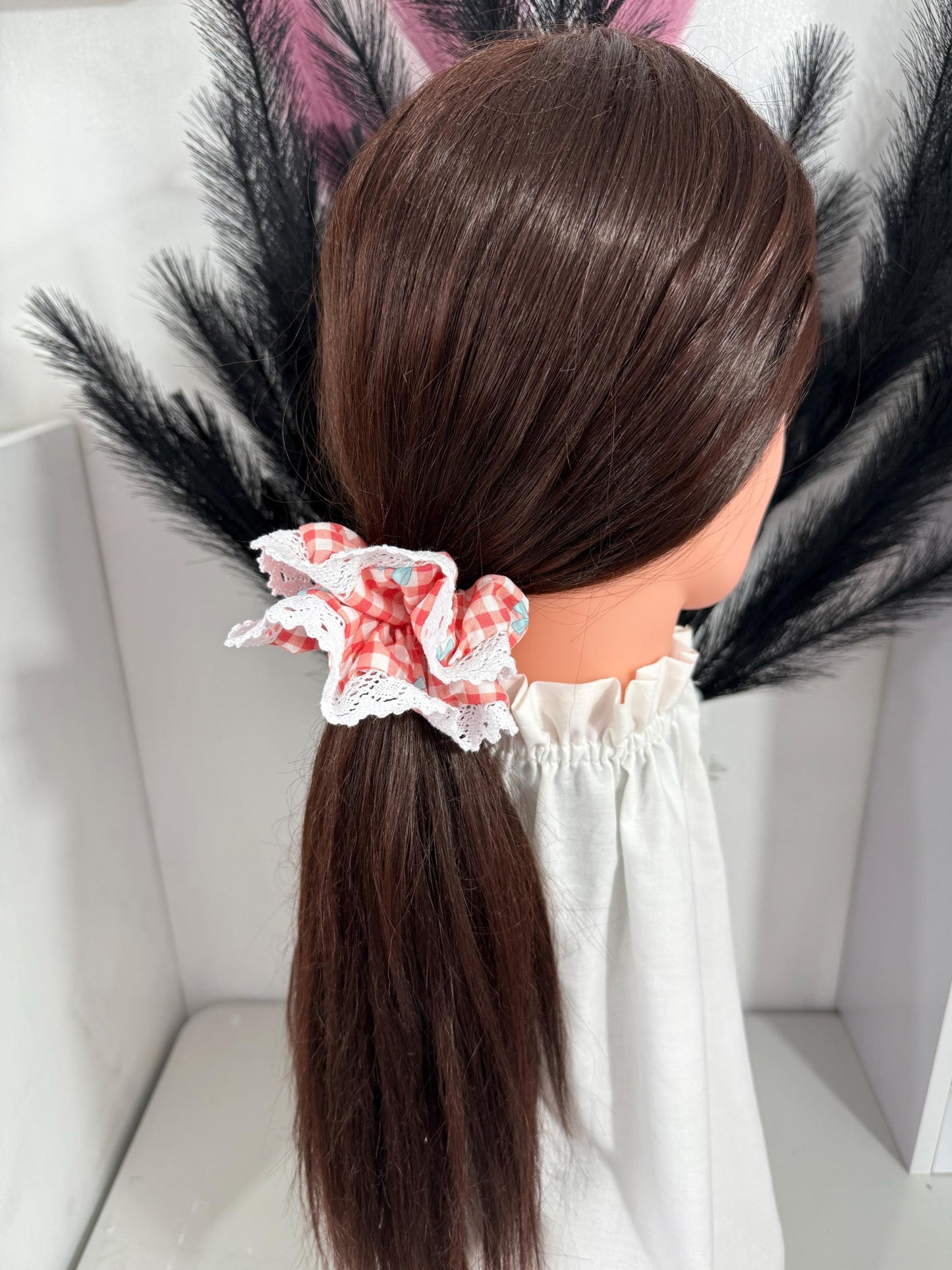 Scrunchie Key ring holder/ Lace scrunchies/ Gingham Scrunchies/ Mini wallet pouch/ Ipod pouch